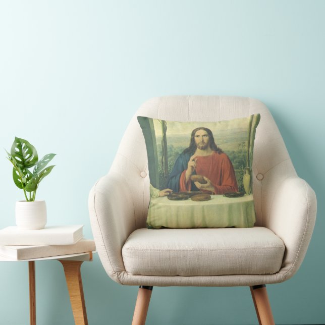Vintage Supper At Emmaus with Jesus Christ Cushion (Chair)