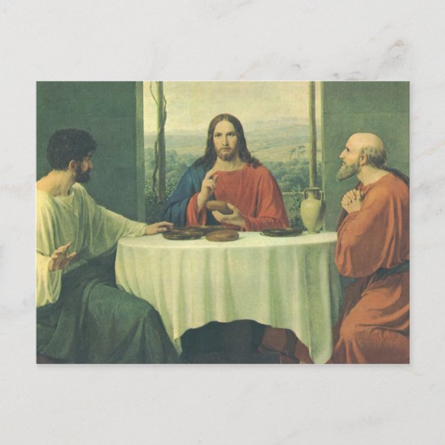 Vintage Supper At Emmaus with Jesus Christ Postcard (Front)