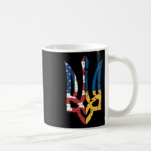 Vintage Support Ukraine American Flag Ukrainian Tr Coffee Mug
