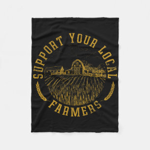 Vintage Support Your Local Farmers Farming Farm Fa Fleece Blanket