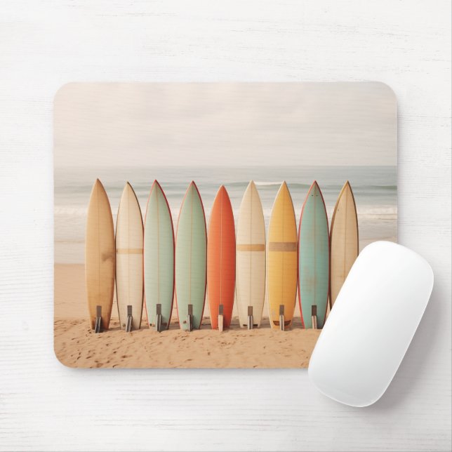 Vintage Surf Boards Mouse Mat (With Mouse)