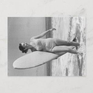 Vintage Surf Girl Postcard