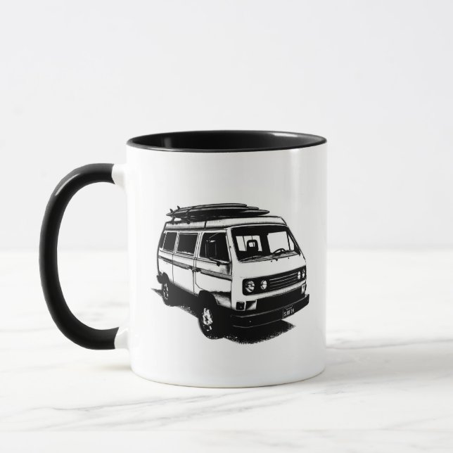 Vintage Surf Van with Surfboards Mug (Left)