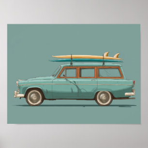 Vintage Surf Wagon – Retro Beach Car Poster