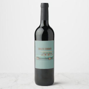 Vintage Surf Wagon – Retro Beach Car Wine Label