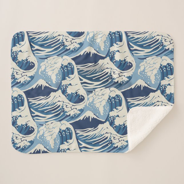 Vintage Surf Waves Sherpa Blanket (Front (Horizontal))