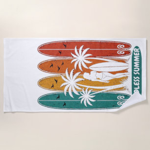 Vintage Surfboard Endless Summer Graphic Beach Towel