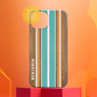 Vintage Surfboard Stripes - Subtle Wood Background