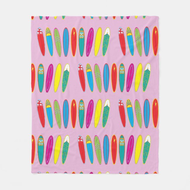 vintage surfboards fleece blanket (Front)