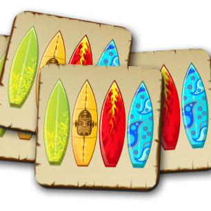 Vintage Surfboards Summer Retro Surfboard Set Coaster