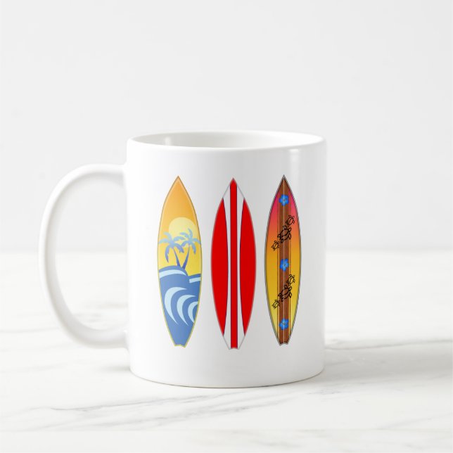 Vintage Surfboards Surfing Coffee Mug (Left)
