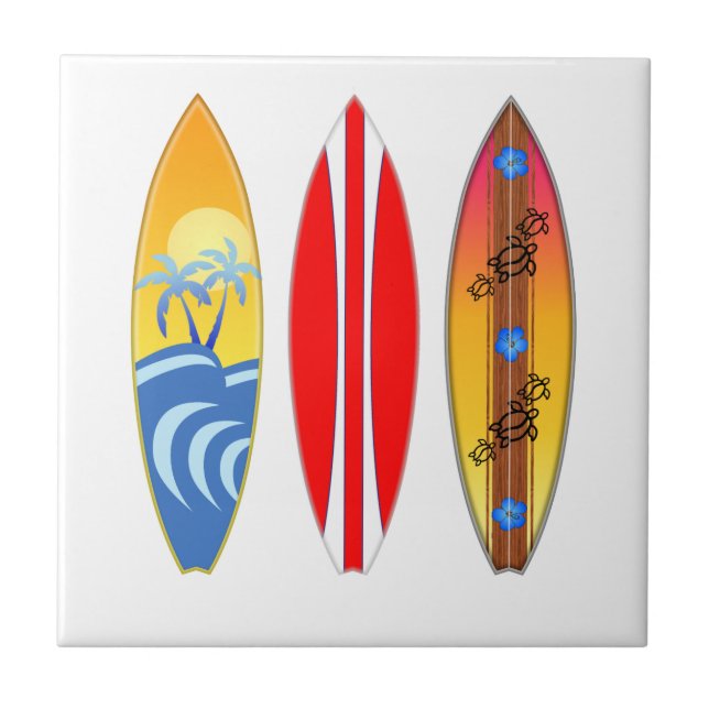 Vintage Surfboards Surfing Tile (Front)
