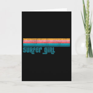 Vintage Surfer Girl Beach Summer Retro Surfing Wom Card