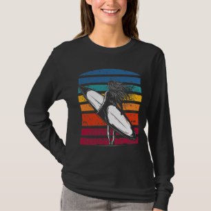 Vintage Surfer Girl Grapic Beach Surfboard Woman T-Shirt