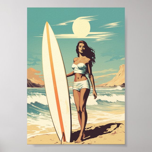Vintage Surfer Girl Poster (Front)