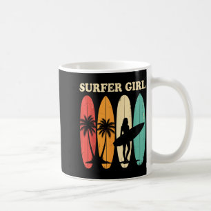 Vintage Surfer Girl Surfing Surfboarding Surf Coffee Mug
