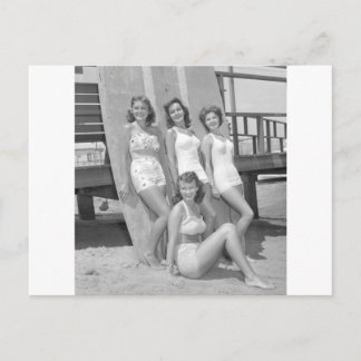 vintage surfer girls postcard