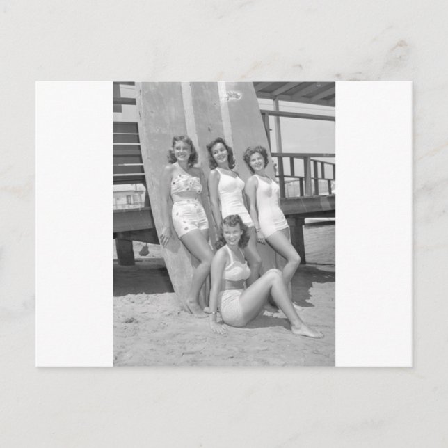 vintage surfer girls postcard (Front)