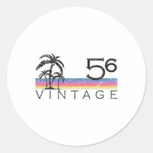 Vintage Surfing 1956 Pacific Ocean Sunset Birthday Classic Round Sticker