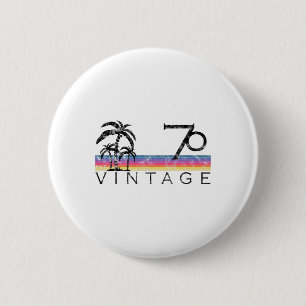 Vintage Surfing 1970 Pacific Ocean Sunset Birthday 6 Cm Round Badge