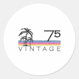 Vintage Surfing 1975 Pacific Ocean Sunset 50th Bir Classic Round Sticker