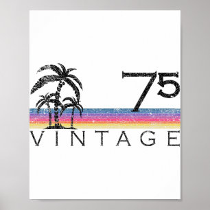 Vintage Surfing 1975 Pacific Ocean Sunset 50th Bir Poster