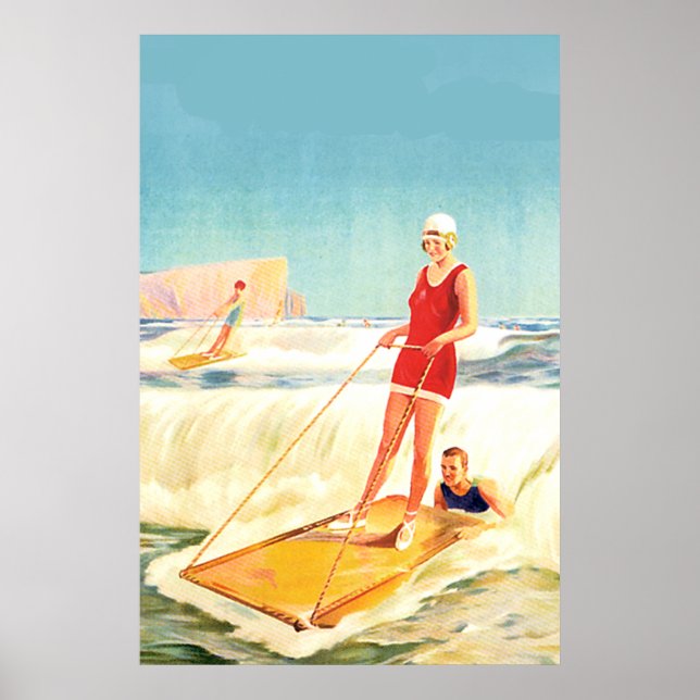 Vintage Surfing Art deco Poster (Front)