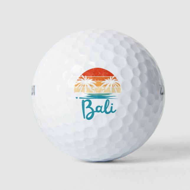Vintage Surfing Bali Beach Indonesia Golf Balls (Front)
