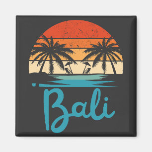 Vintage Surfing Bali Beach Indonesia Magnet