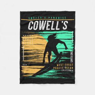 Vintage Surfing Cowell's California Surfers Paradi Fleece Blanket