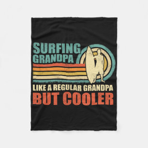 Vintage Surfing Grandpa Like A Regular Grandpa Fat Fleece Blanket