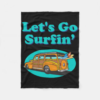 Vintage Surfing Pacific Ocean Surfboard Station Wa Fleece Blanket
