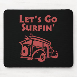 Vintage Surfing Pacific Ocean Surfboard Station Wa Mouse Mat