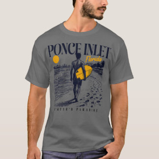 Vintage Surfing Ponce Inlet Florida Retro Surfer S T-Shirt