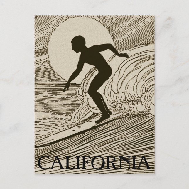 Vintage Surfing Postcard (Front)