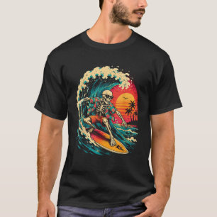 Vintage Surfing Skeleton Halloween Surfboard For T-Shirt