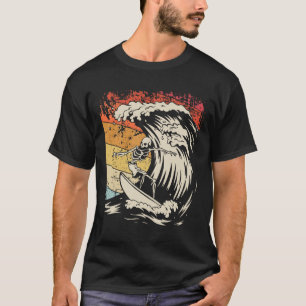 Vintage Surfing Skeleton Shirt Halloween Surfboard