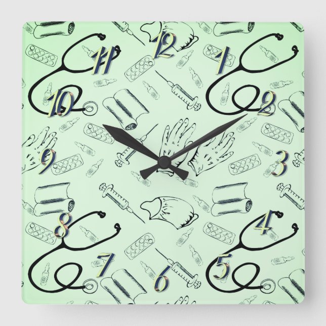 Vintage surgeon medical doctor square wall clock (Front)
