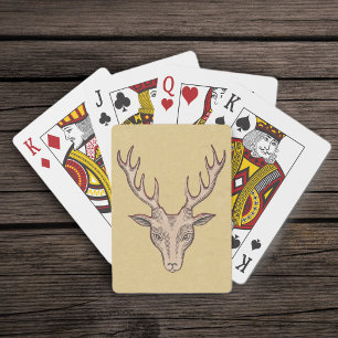 Vintage Surreal Deer Head Antlers Playing Cards