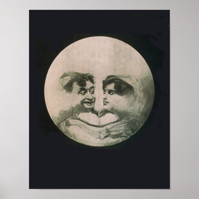 Vintage Surrealistic Moon Illustration Poster (Front)