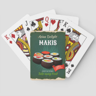 Vintage Sushi Ad Playing Cards