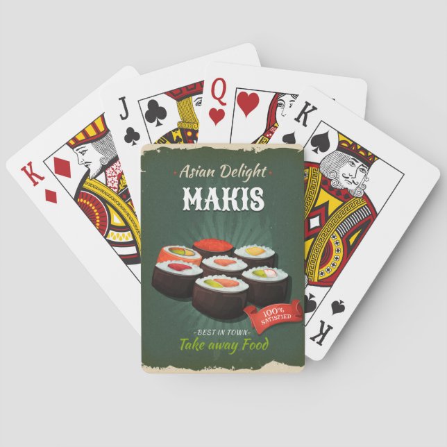 Vintage Sushi Ad Playing Cards (Back)