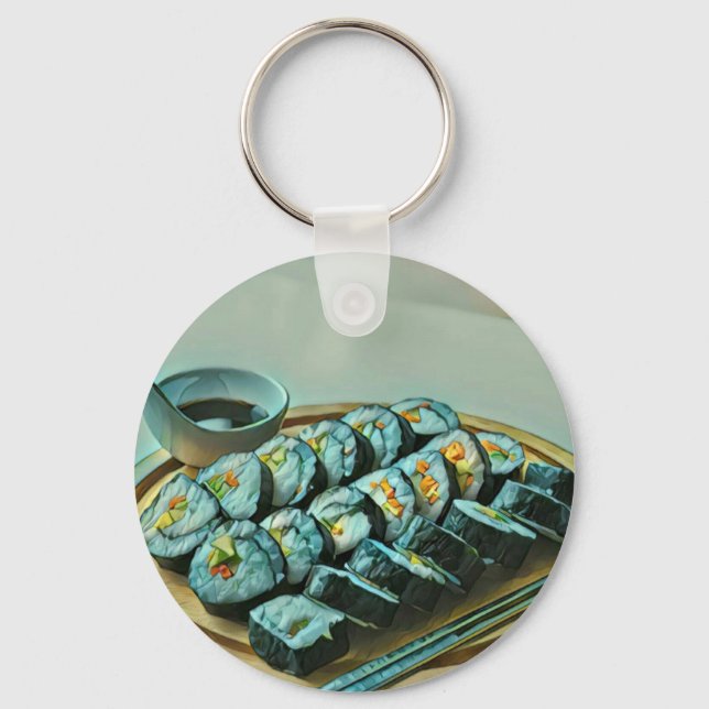 Vintage Sushi Artwork Key Ring (Front)