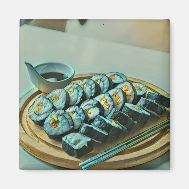 Vintage Sushi Artwork Magnet (Front)