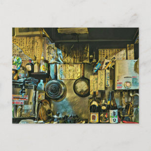 Vintage Sushi Artwork Postcard