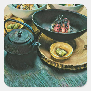 Vintage Sushi gift Square Sticker