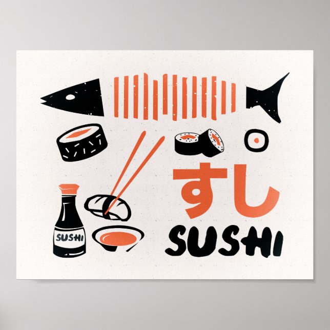 Vintage sushi kitchen sign poster (Front)