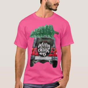 Vintage SUV Van Pick-up Xmas Merry Christmas Tree T-Shirt