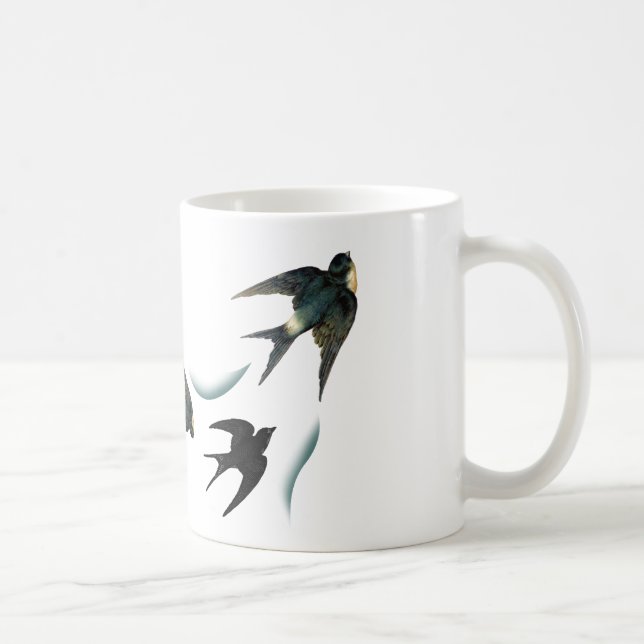 Vintage Swallow Birds Art Coffee Mug (Right)