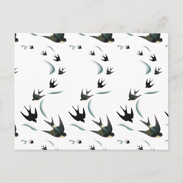 Vintage Swallow Birds Art Postcard (Front)